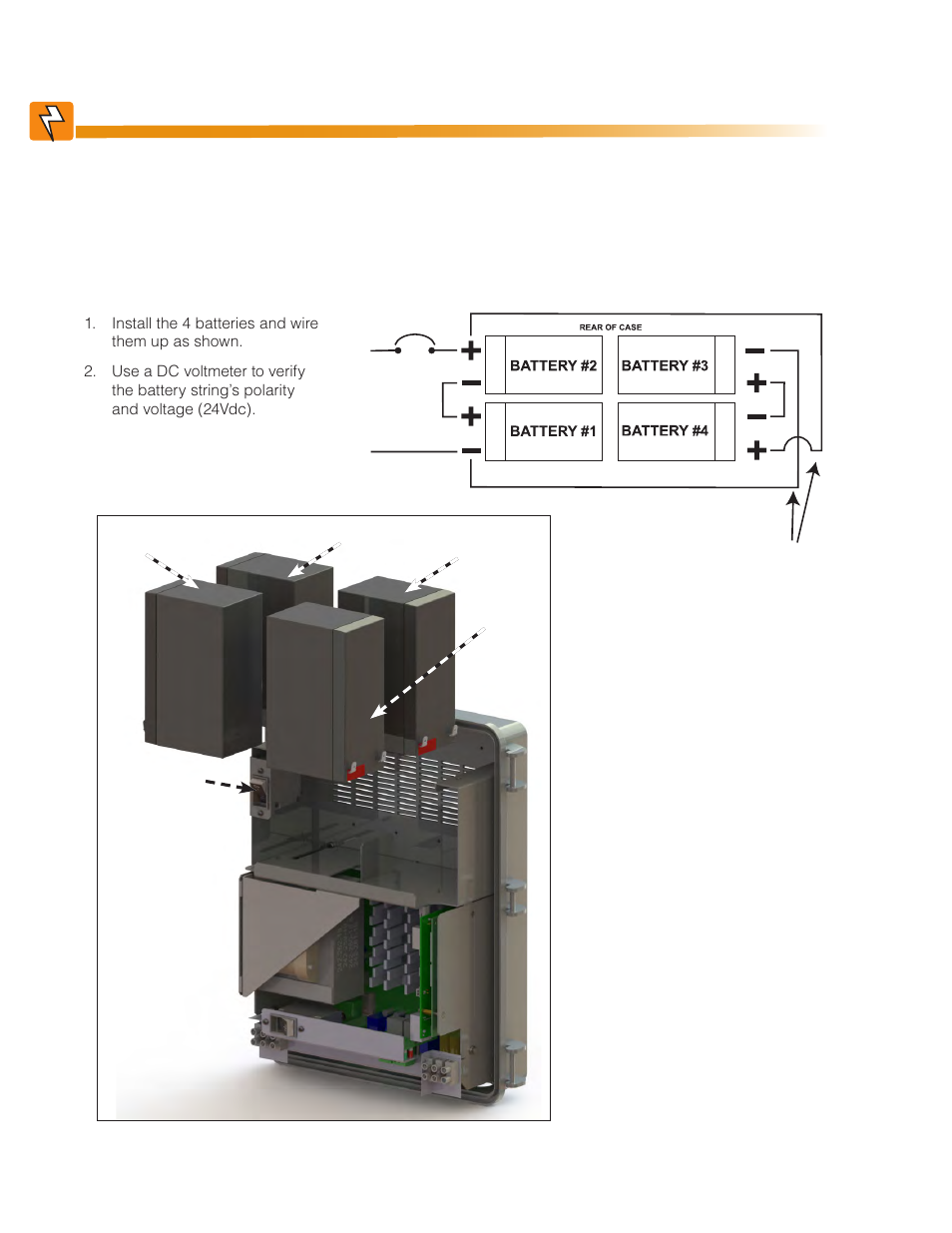 4 installing and wiring the batteries, Figure 7 — battery locations and wiring | Alpha Technologies Micro Secure UPS User Manual | Page 19 / 80