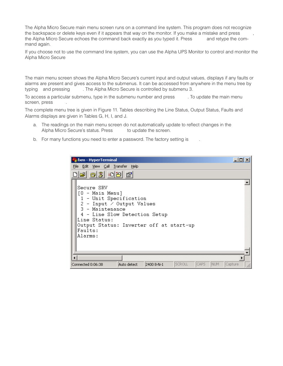3 using the main menu, Figure 10 — main menu screen | Alpha Technologies Micro Secure UPS User Manual | Page 24 / 80