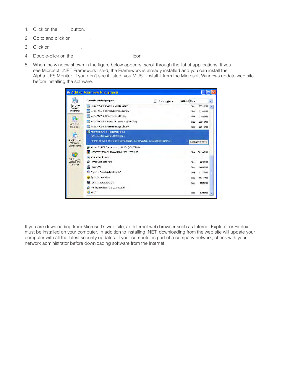 Figure 13 — add or remove programs window | Alpha Technologies Micro Secure UPS User Manual | Page 35 / 80