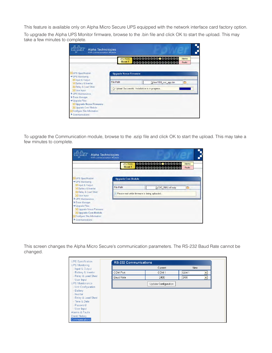 Figure 44 — alpha ups monitor: upgrade firmware | Alpha Technologies Micro Secure UPS User Manual | Page 55 / 80