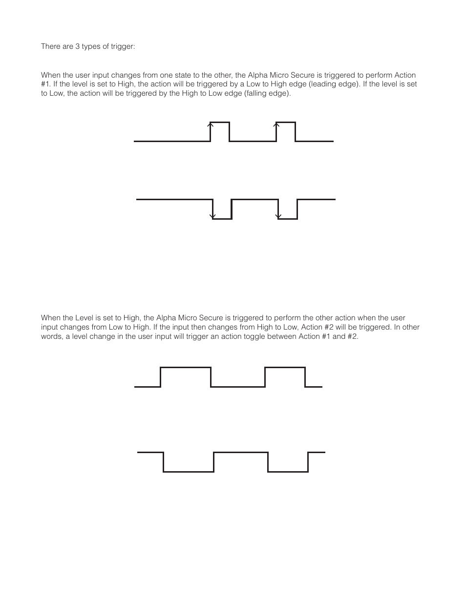 Figure 47 — edge trigger, Figure 48 — level trigger, 3 types of trigger | Alpha Technologies Micro Secure UPS User Manual | Page 59 / 80