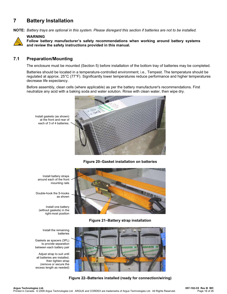 7 battery installation, 1 preparation/mounting | Alpha Technologies Te41, 48V User Manual | Page 29 / 76