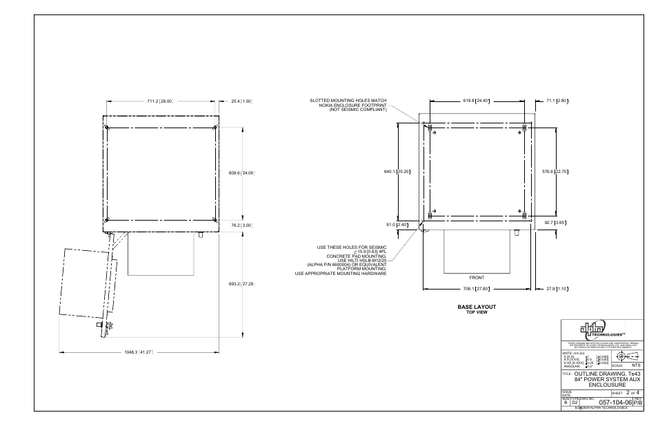 P/b 2 4, Base layout | Alpha Technologies Te43 User Manual | Page 37 / 60