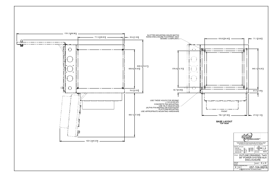 P/b 4 4, Base layout | Alpha Technologies Te43 User Manual | Page 39 / 60