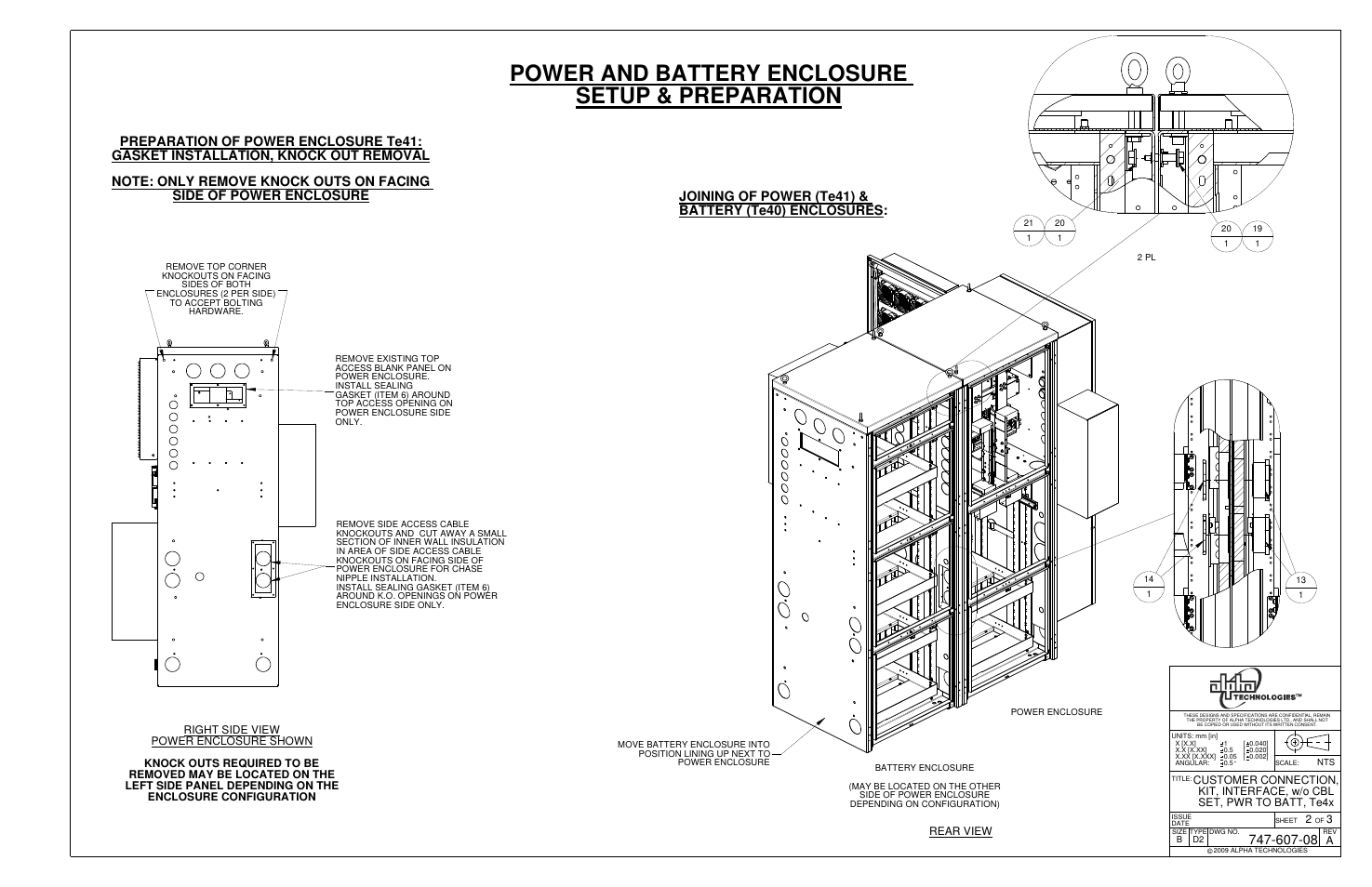 Power and battery enclosure setup & preparation | Alpha Technologies Te43 User Manual | Page 53 / 60
