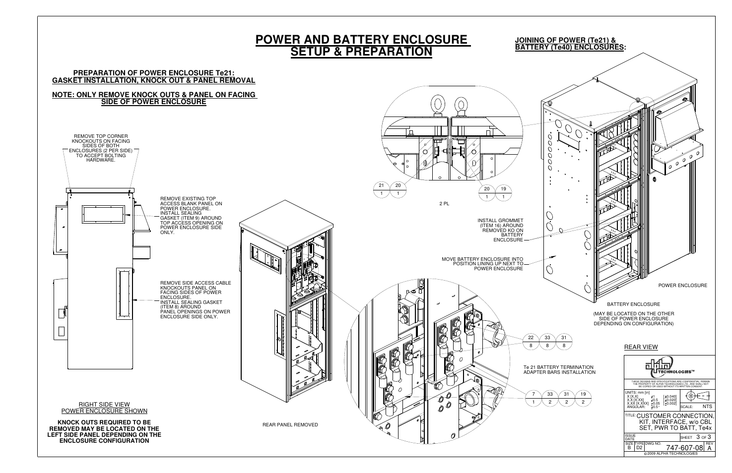 Power and battery enclosure setup & preparation | Alpha Technologies Te43 User Manual | Page 54 / 60