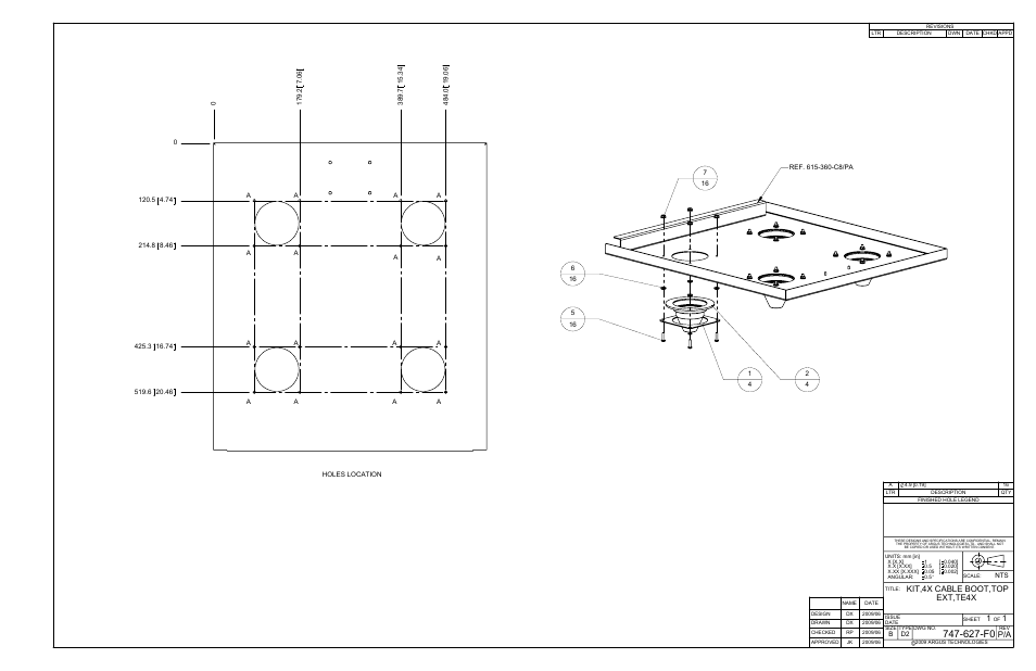 627-f0, Kit,4x cable boot,top ext,te4x, P/a 1 1 | Alpha Technologies Te43 User Manual | Page 58 / 60