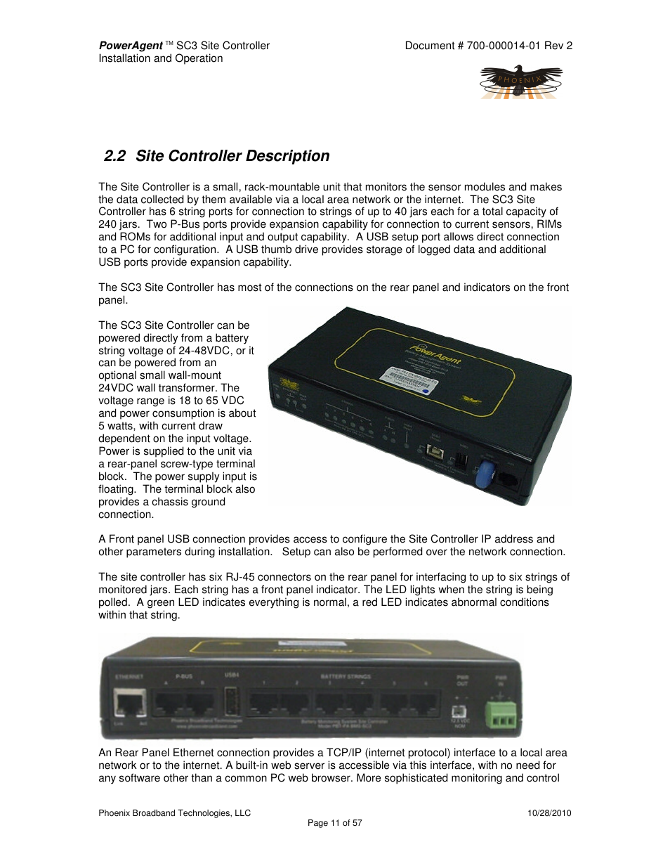 2 site controller description | Alpha Technologies PowerAgent SC3 User Manual | Page 11 / 57