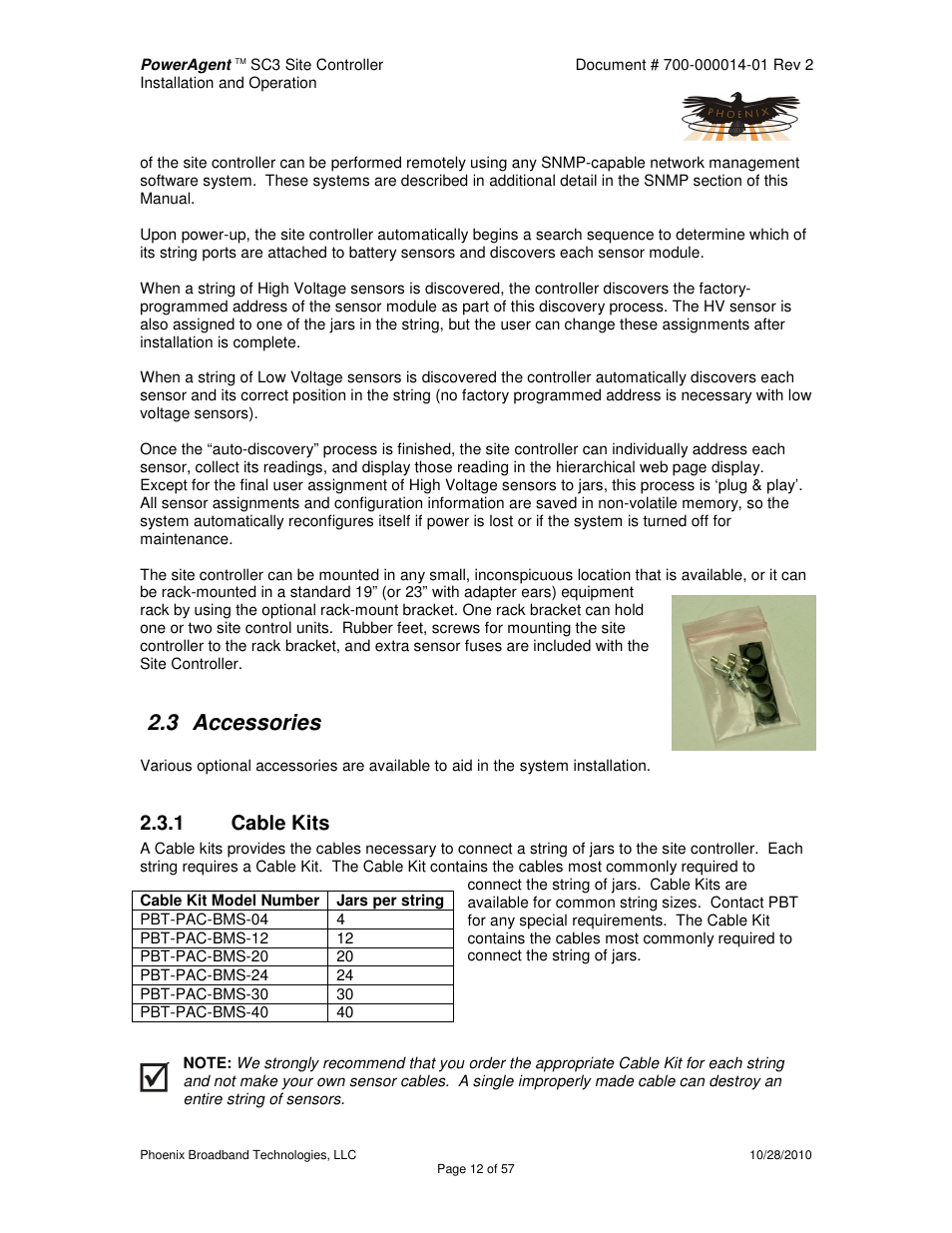 3 accessories, 1 cable kits | Alpha Technologies PowerAgent SC3 User Manual | Page 12 / 57