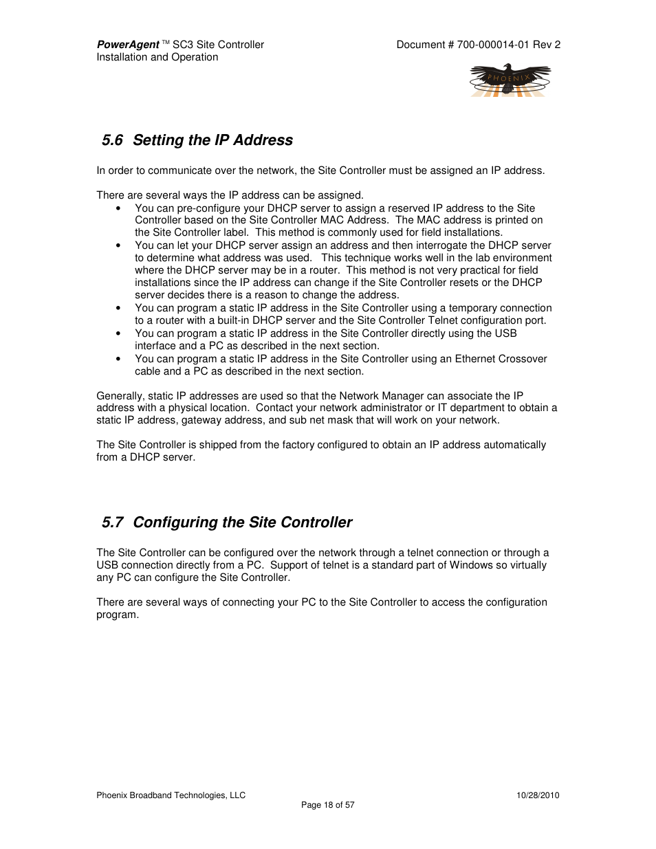 6 setting the ip address, 7 configuring the site controller | Alpha Technologies PowerAgent SC3 User Manual | Page 18 / 57