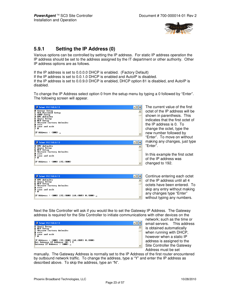 1 setting the ip address (0) | Alpha Technologies PowerAgent SC3 User Manual | Page 23 / 57