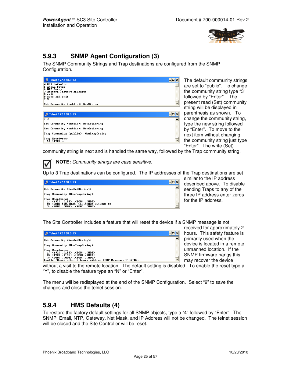3 snmp agent configuration (3), 4 hms defaults (4) | Alpha Technologies PowerAgent SC3 User Manual | Page 25 / 57