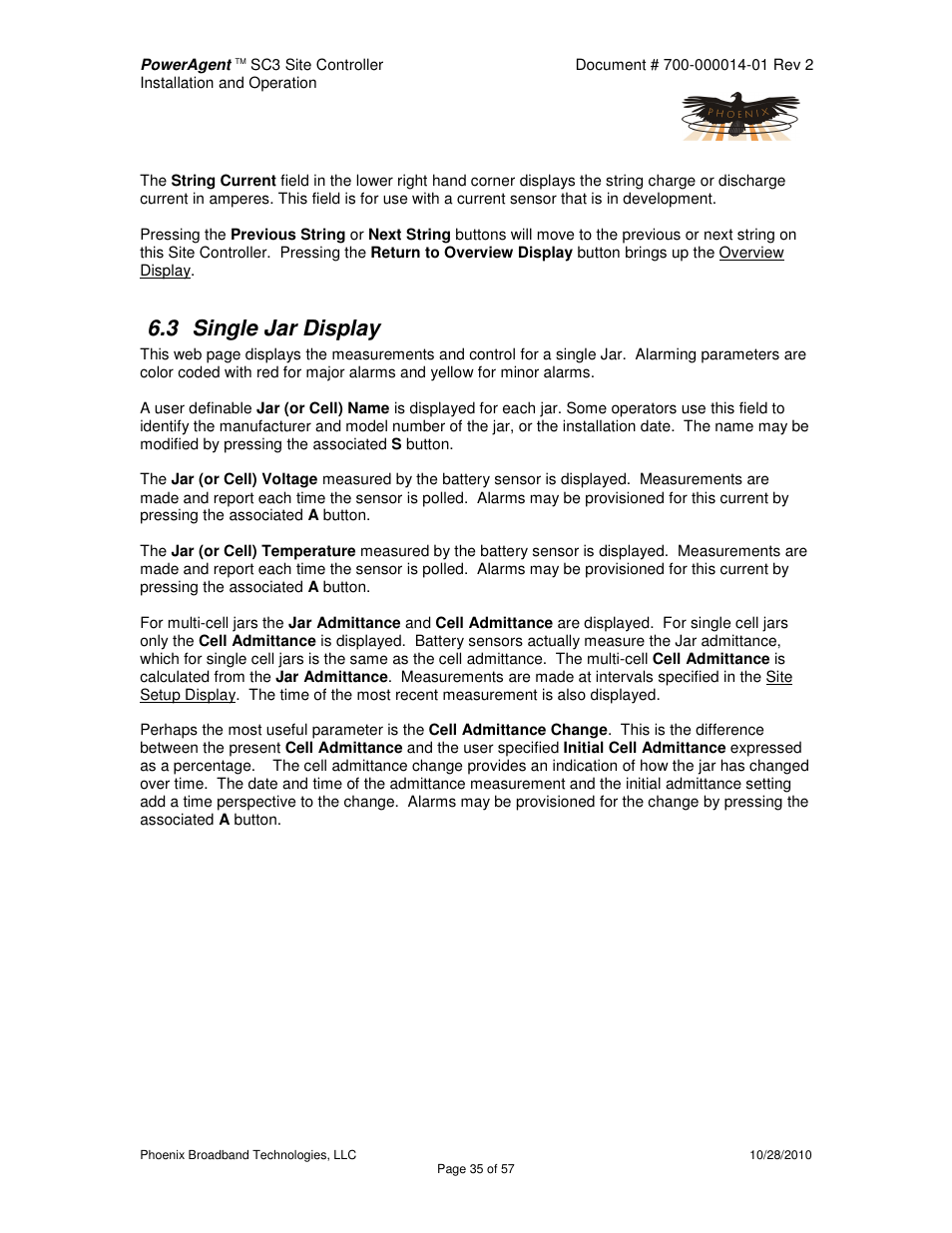 3 single jar display | Alpha Technologies PowerAgent SC3 User Manual | Page 35 / 57