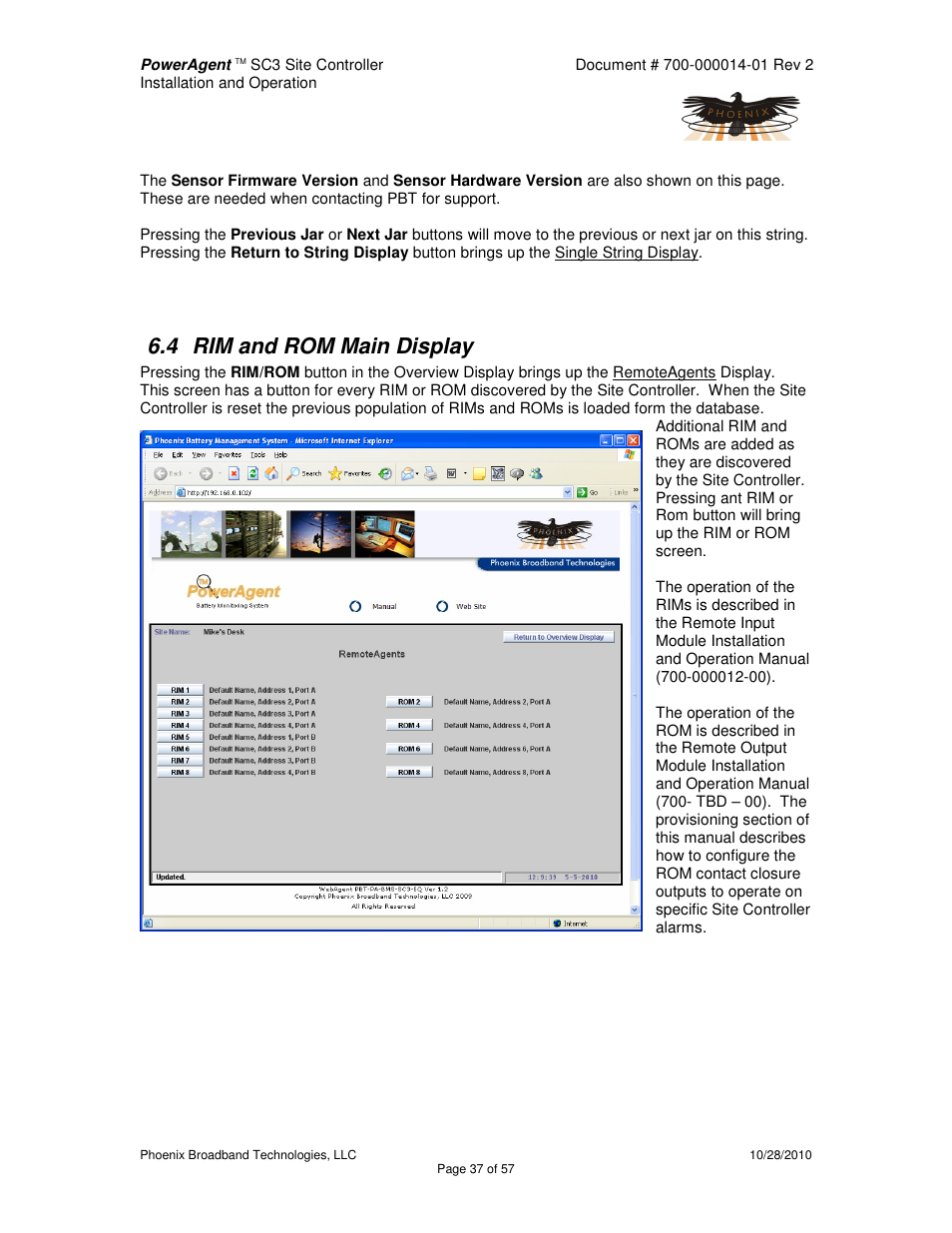 4 rim and rom main display | Alpha Technologies PowerAgent SC3 User Manual | Page 37 / 57