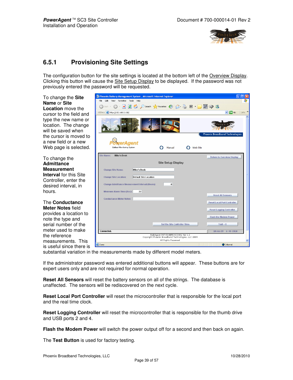 1 provisioning site settings | Alpha Technologies PowerAgent SC3 User Manual | Page 39 / 57