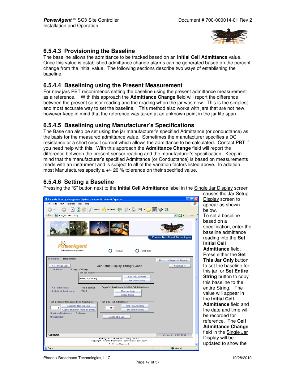 3 provisioning the baseline, 4 baselining using the present measurement, 5 baselining using manufacturer’s specifications | 6 setting a baseline | Alpha Technologies PowerAgent SC3 User Manual | Page 47 / 57