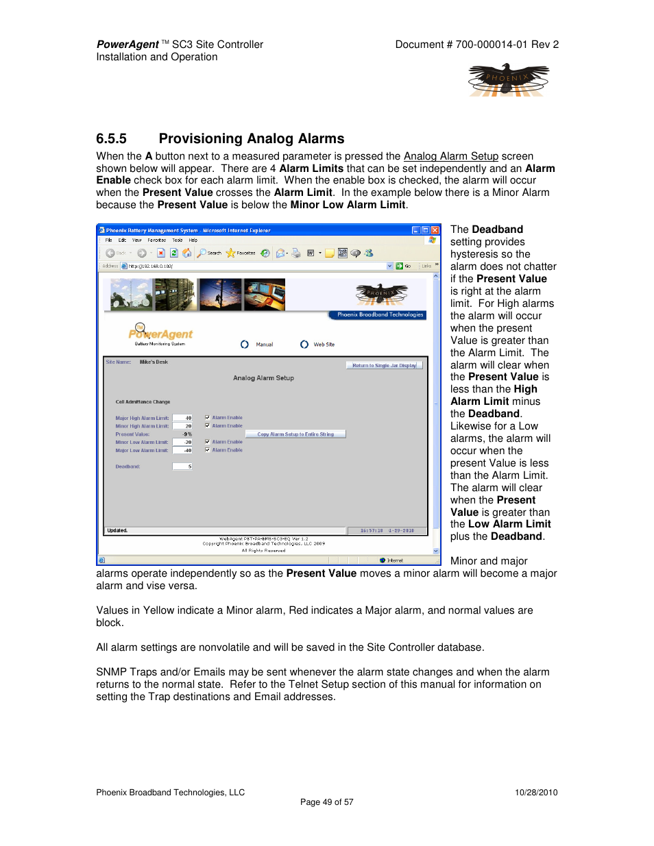 5 provisioning analog alarms | Alpha Technologies PowerAgent SC3 User Manual | Page 49 / 57