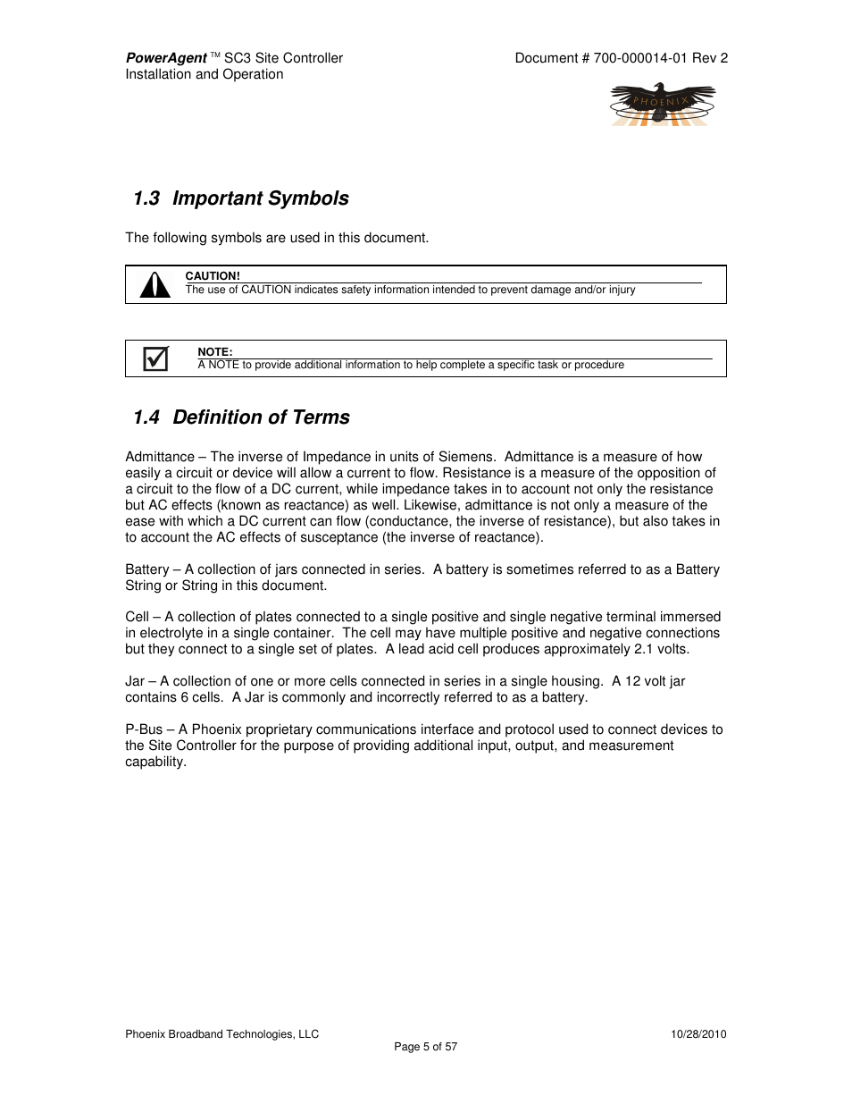 3 important symbols, 4 definition of terms | Alpha Technologies PowerAgent SC3 User Manual | Page 5 / 57