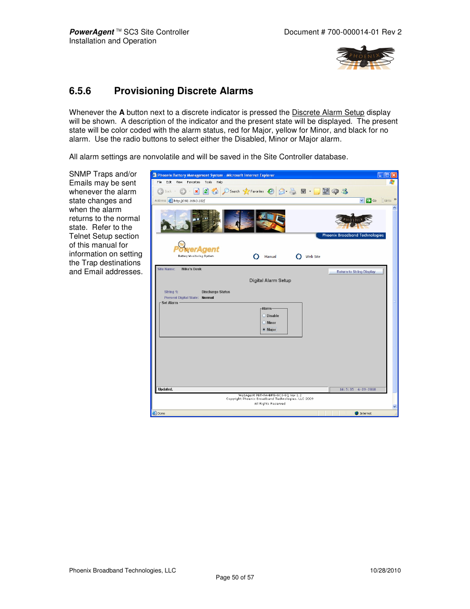 6 provisioning discrete alarms | Alpha Technologies PowerAgent SC3 User Manual | Page 50 / 57