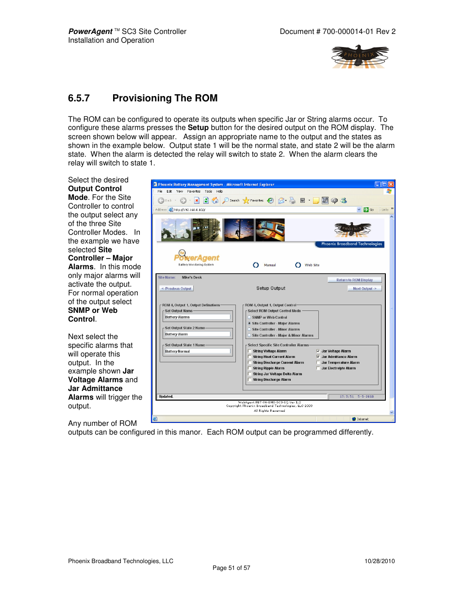 7 provisioning the rom | Alpha Technologies PowerAgent SC3 User Manual | Page 51 / 57