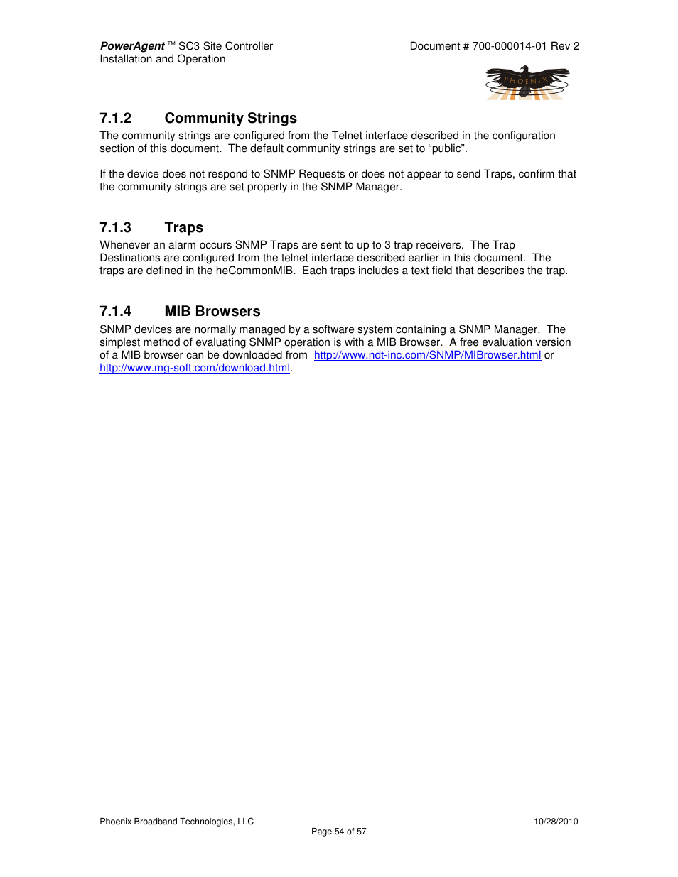 2 community strings, 3 traps, 4 mib browsers | Alpha Technologies PowerAgent SC3 User Manual | Page 54 / 57