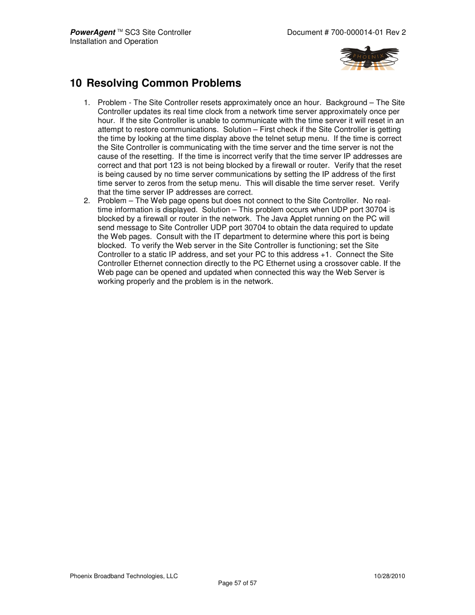 10 resolving common problems | Alpha Technologies PowerAgent SC3 User Manual | Page 57 / 57