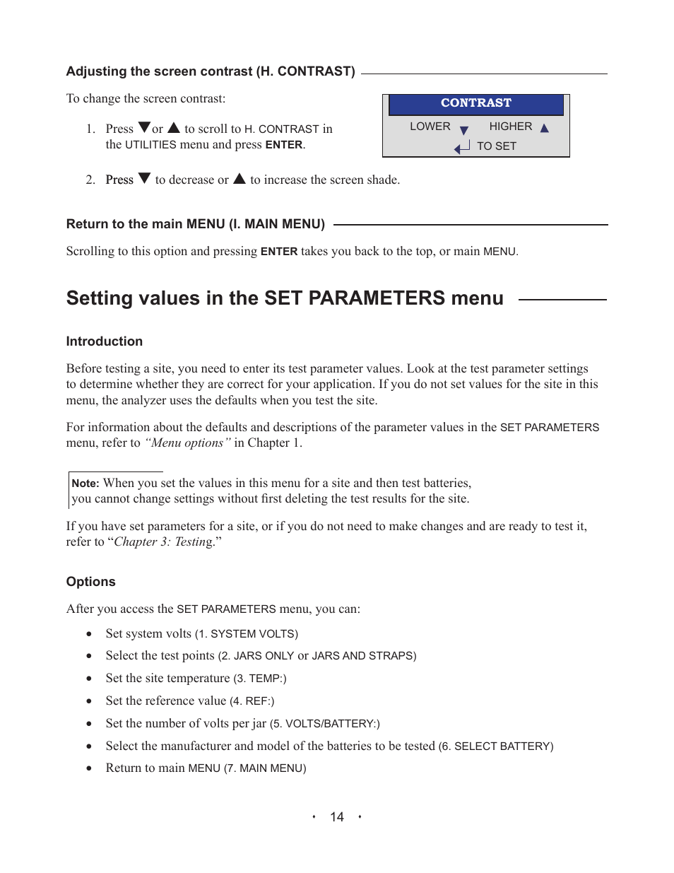 Setting values in the set parameters menu | Alpha Technologies Celltron Essential CTE-1200 AT; CTE-2200 AT; CTE-3200 AT User Manual | Page 20 / 40