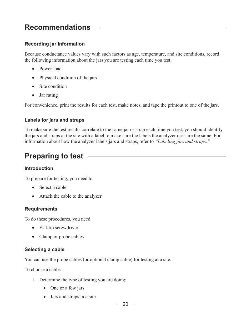 Recommendations, Preparing to test | Alpha Technologies Celltron Essential CTE-1200 AT; CTE-2200 AT; CTE-3200 AT User Manual | Page 26 / 40