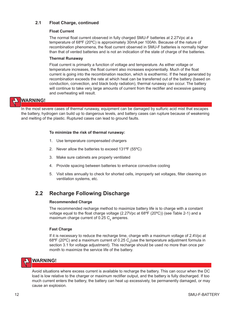 2 recharge following discharge, Recharge following discharge | Alpha Technologies AlphaCell SMU-F User Manual | Page 12 / 20