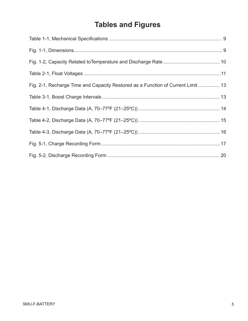 Tables and figures | Alpha Technologies AlphaCell SMU-F User Manual | Page 5 / 20