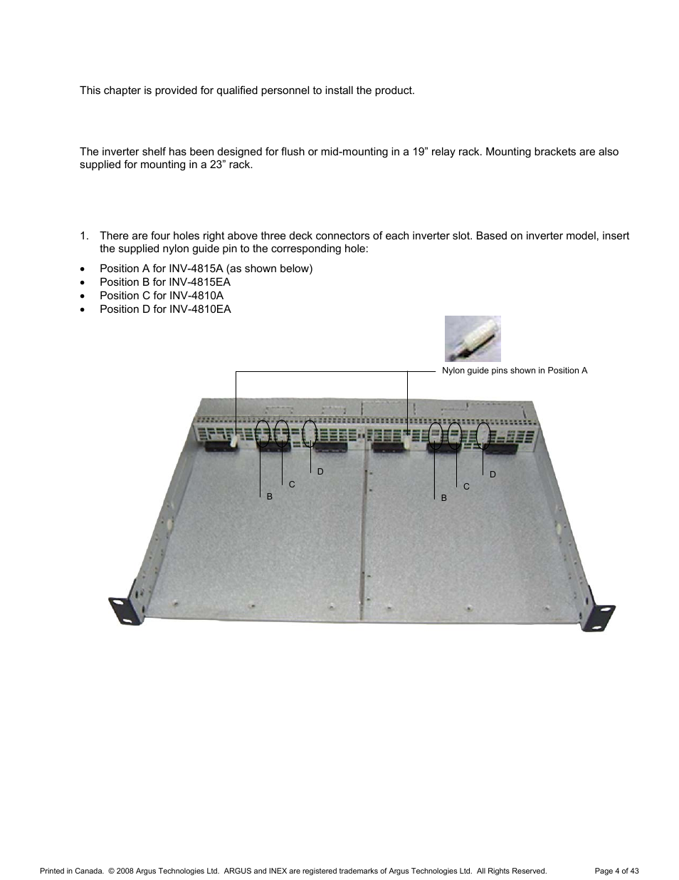 Shelf installation, Inverter shelf preparation/mounting, 3 shelf installation | 1 inverter shelf preparation/mounting | Alpha Technologies INEX Inverter System User Manual | Page 14 / 54