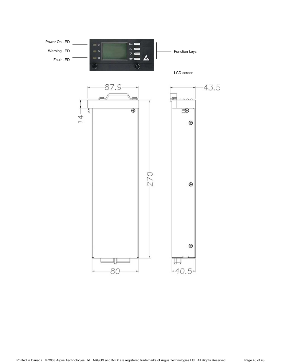 Mechanical dimensions of inex controller module, 3 mechanical dimensions of inex controller module | Alpha Technologies INEX Inverter System User Manual | Page 50 / 54