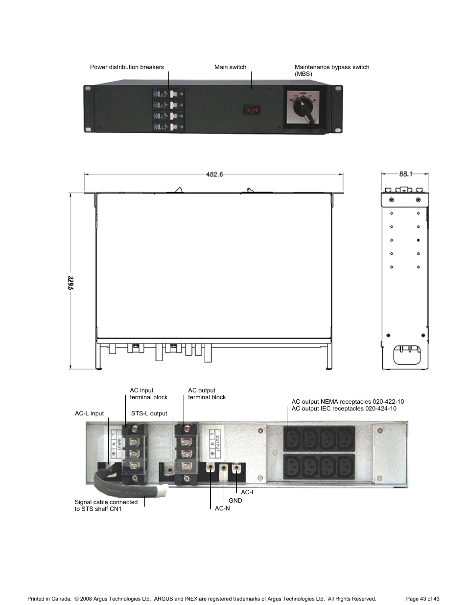 Mechanical dimensions of inex mbsdu shelf, 7 mechanical dimensions of inex mbsdu shelf | Alpha Technologies INEX Inverter System User Manual | Page 53 / 54