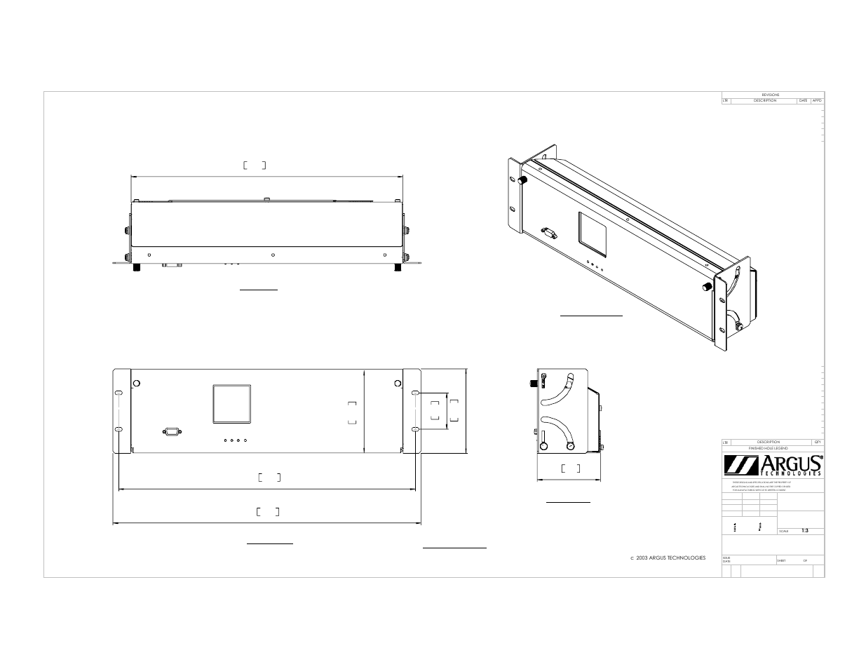19"rack mount front view, Top view, Right view isometric view | Alpha Technologies Cordex Controller Panel Mount_Rack Mount User Manual | Page 34 / 40
