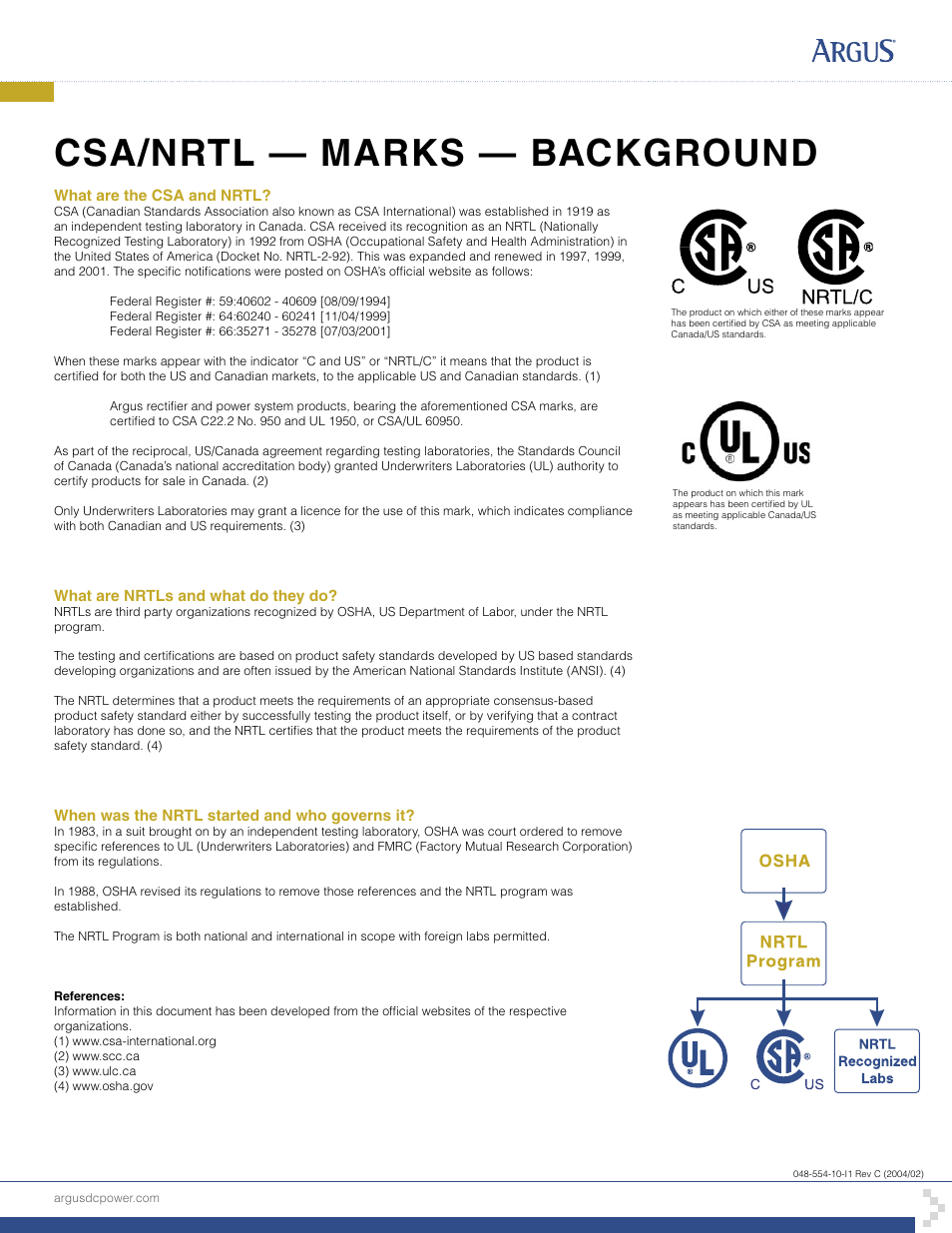 Csa/nrtl equivalence, Csa/nrtl — marks — background | Alpha Technologies Cordex Controller Panel Mount_Rack Mount User Manual | Page 8 / 40