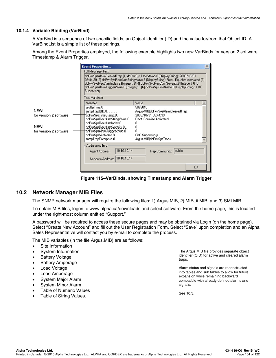2 network manager mib files | Alpha Technologies Cordex Controller Ver.2.0 User Manual | Page 106 / 126