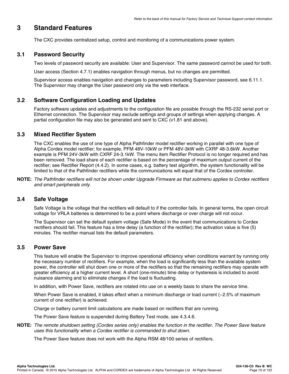 3standard features | Alpha Technologies Cordex Controller Ver.2.0 User Manual | Page 12 / 126