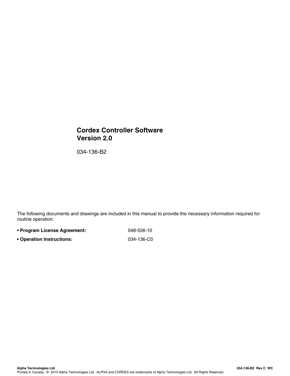 Cordex controller software version 2.0, 136-b2 | Alpha Technologies Cordex Controller Ver.2.0 User Manual | Page 2 / 126