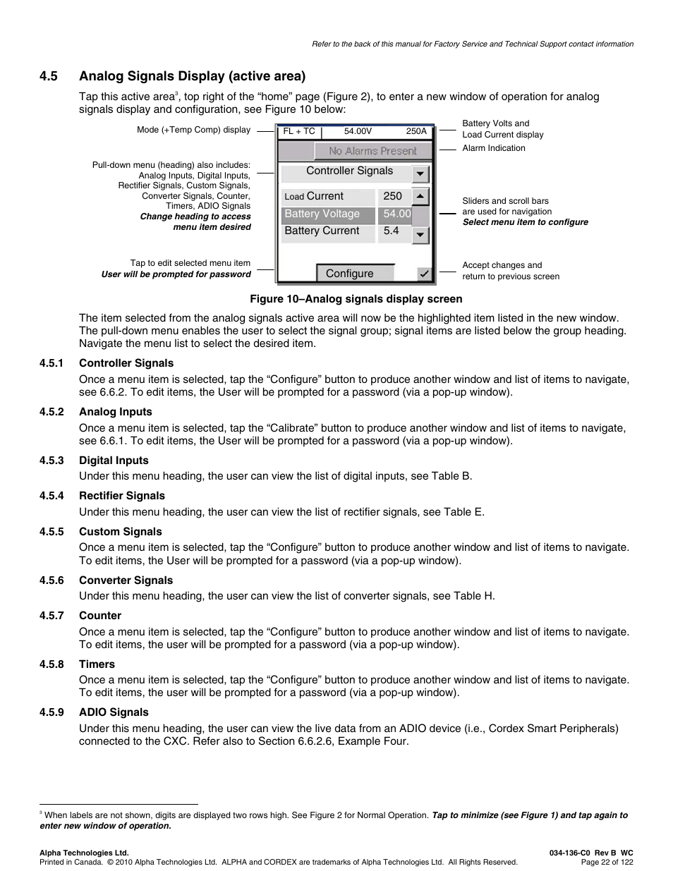 5 analog signals display (active area) | Alpha Technologies Cordex Controller Ver.2.0 User Manual | Page 24 / 126