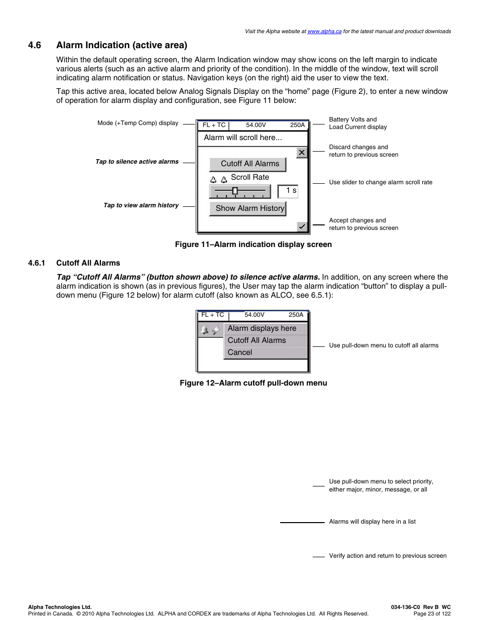 6 alarm indication (active area) | Alpha Technologies Cordex Controller Ver.2.0 User Manual | Page 25 / 126