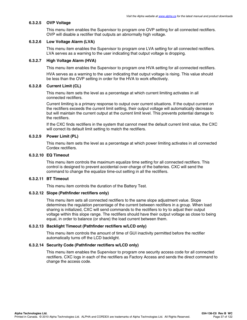 Alpha Technologies Cordex Controller Ver.2.0 User Manual | Page 39 / 126