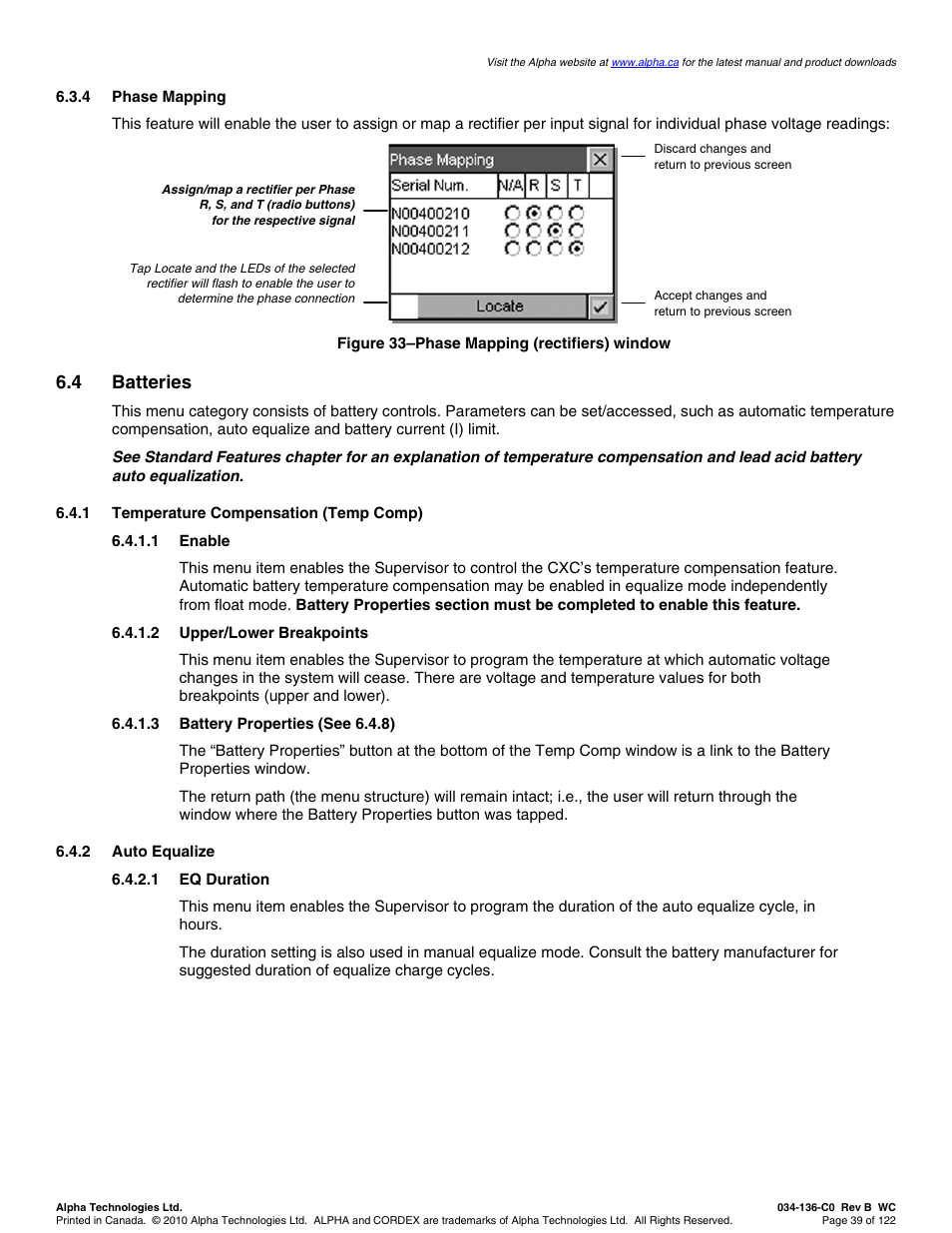 4 batteries | Alpha Technologies Cordex Controller Ver.2.0 User Manual | Page 41 / 126