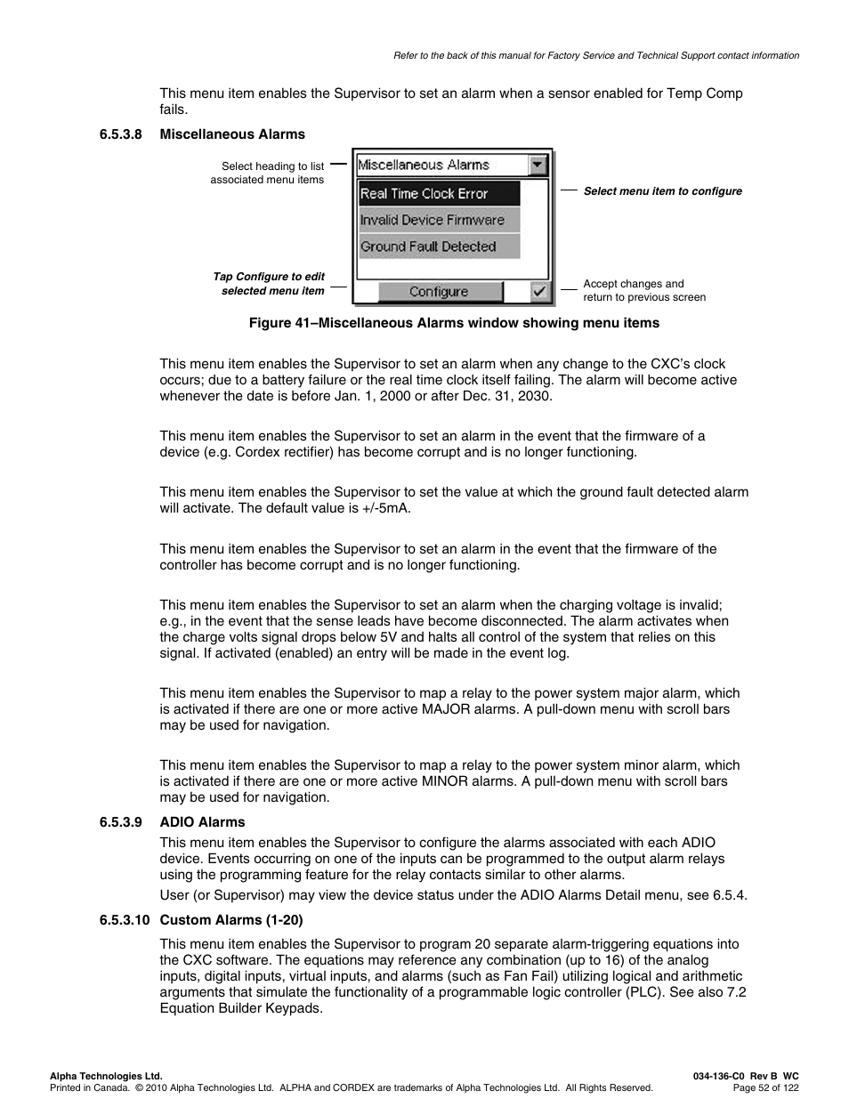 Alpha Technologies Cordex Controller Ver.2.0 User Manual | Page 54 / 126