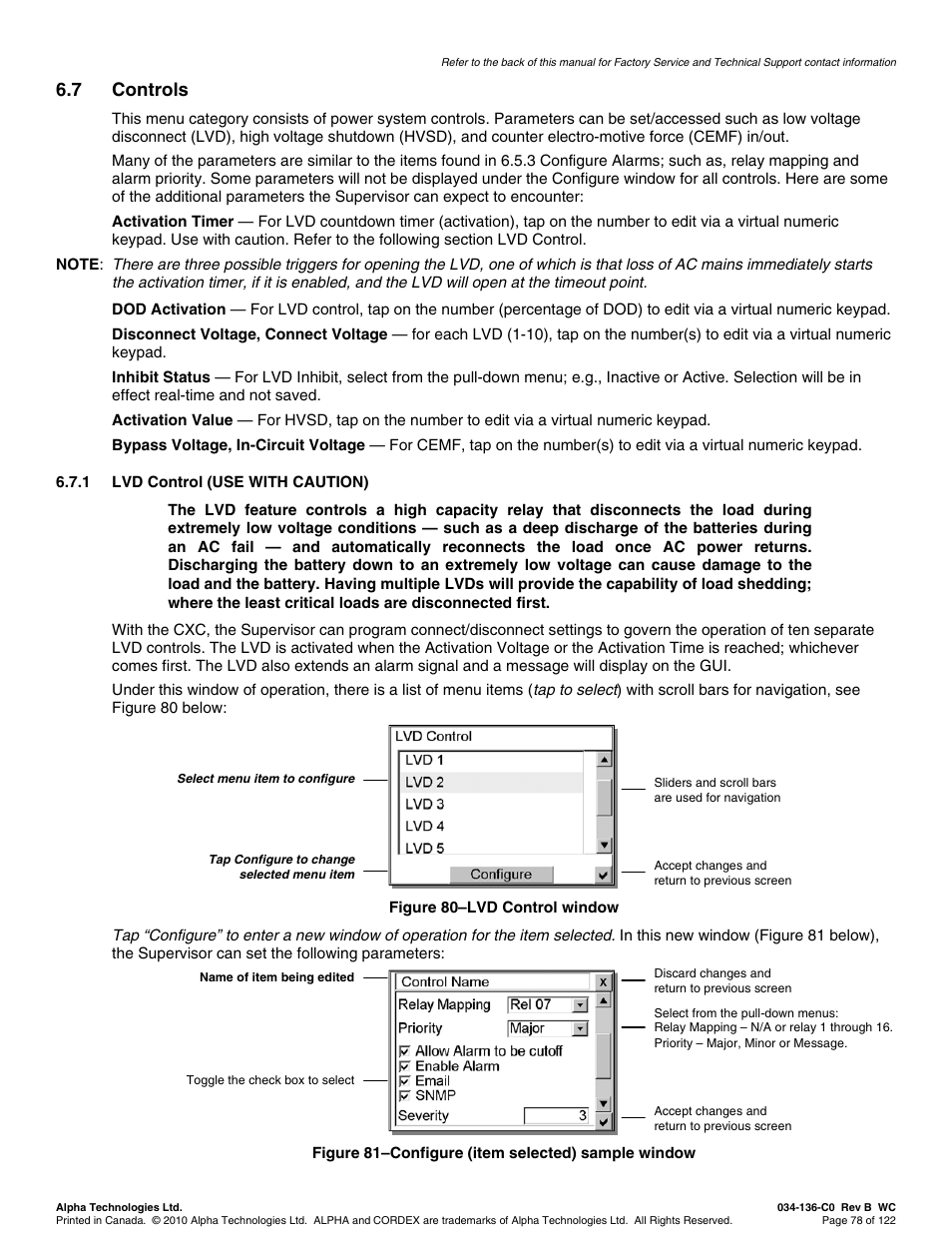 7 controls | Alpha Technologies Cordex Controller Ver.2.0 User Manual | Page 80 / 126