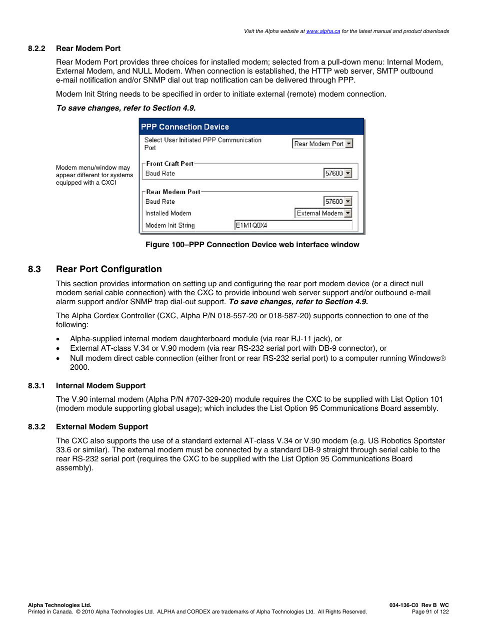 3 rear port configuration | Alpha Technologies Cordex Controller Ver.2.0 User Manual | Page 93 / 126