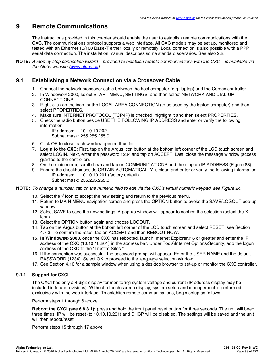 9remote communications | Alpha Technologies Cordex Controller Ver.2.0 User Manual | Page 95 / 126