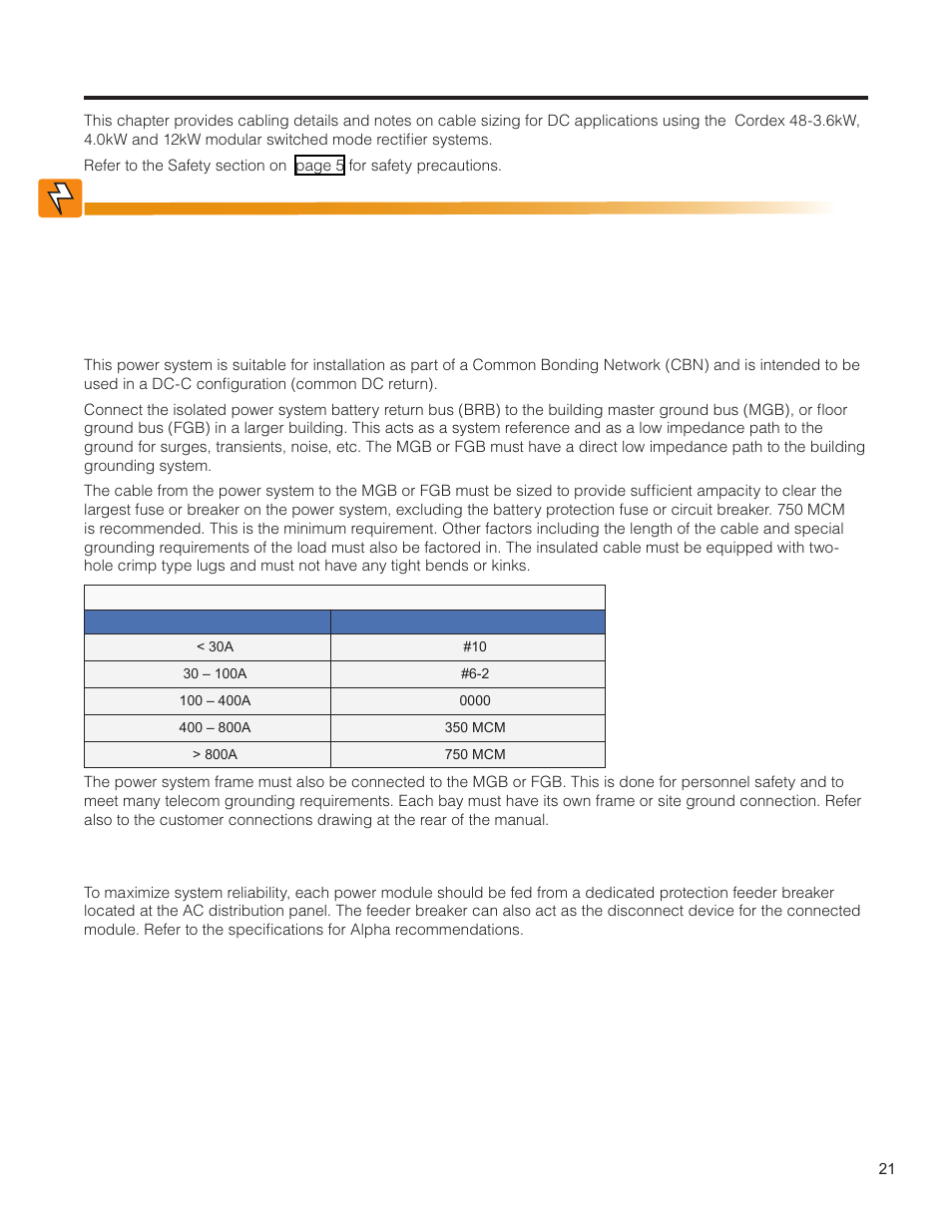Wiring, 1 grounding, 2 ac feeder protection/sizing | Alpha Technologies Cordex HP CXRF 48-12kW User Manual | Page 23 / 64