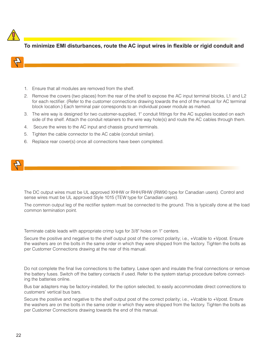 4 dc output connections, 3 ac input connections | Alpha Technologies Cordex HP CXRF 48-12kW User Manual | Page 24 / 64