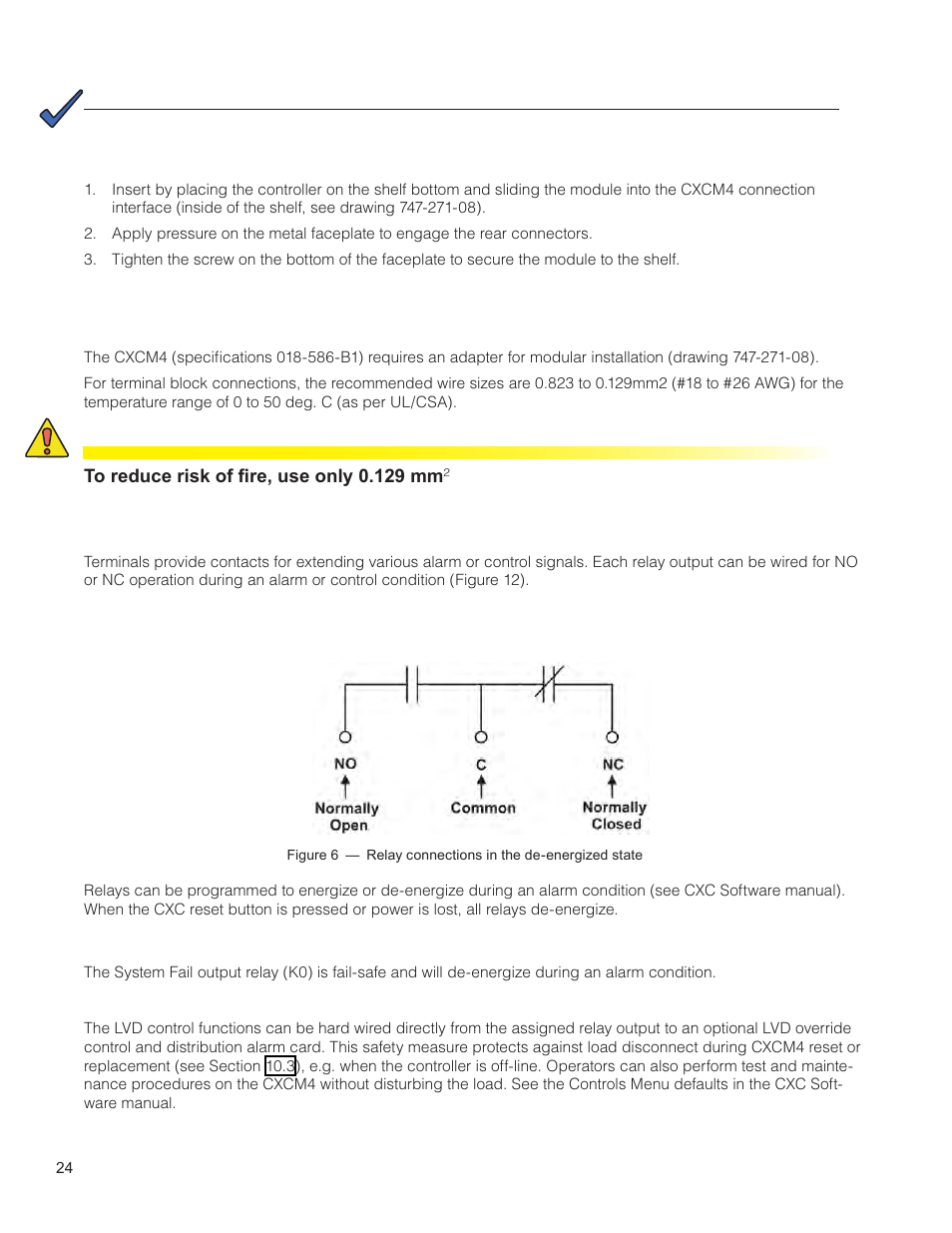 6 inserting the cxcm4 module, 7 signal wiring connections for cxcm4 | Alpha Technologies Cordex HP CXRF 48-12kW User Manual | Page 26 / 64
