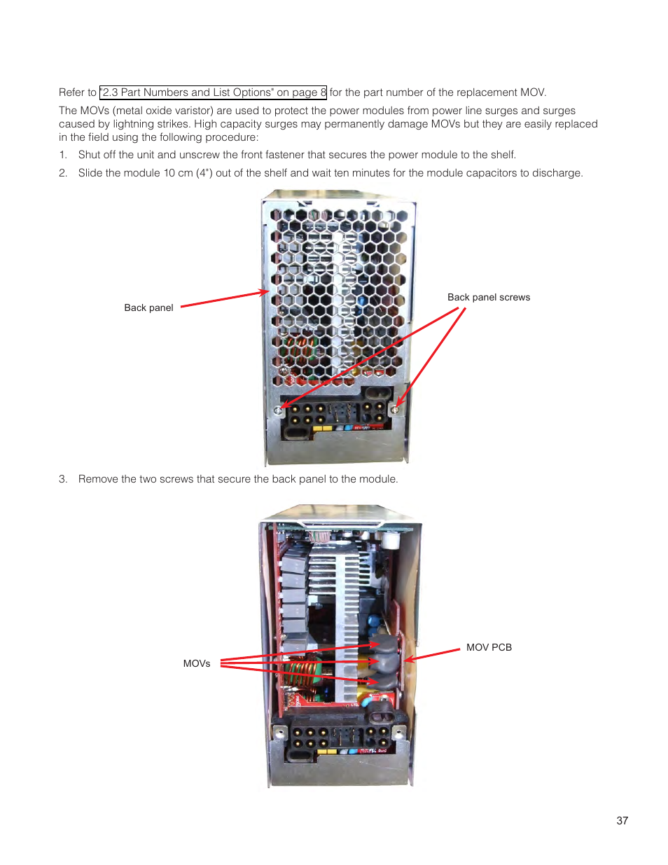 5 mov replacement | Alpha Technologies Cordex HP CXRF 48-12kW User Manual | Page 39 / 64